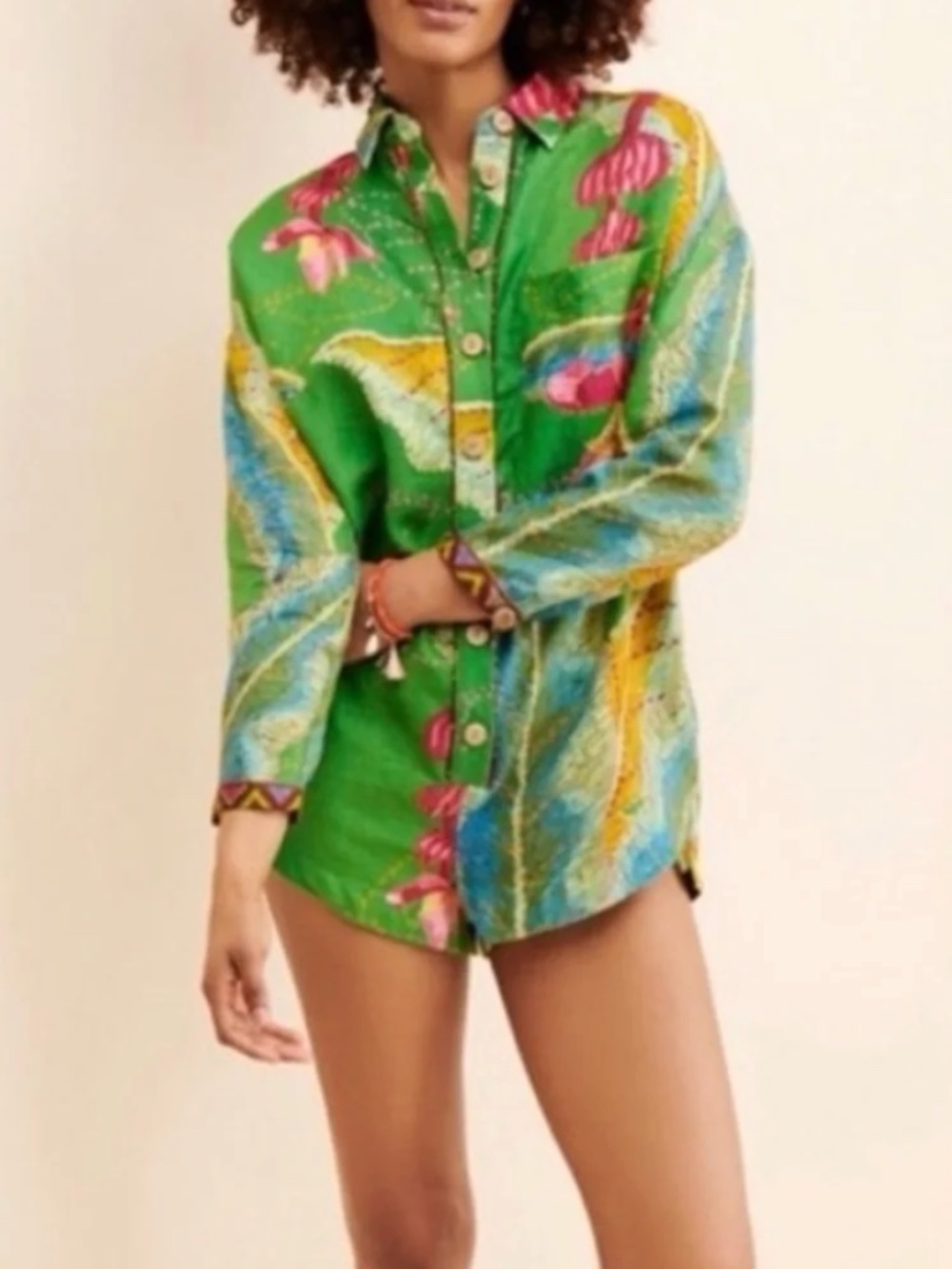 FARM Rio Romper - Linen Banana Leaves - NWT - Size Small - Picture 2 of 6